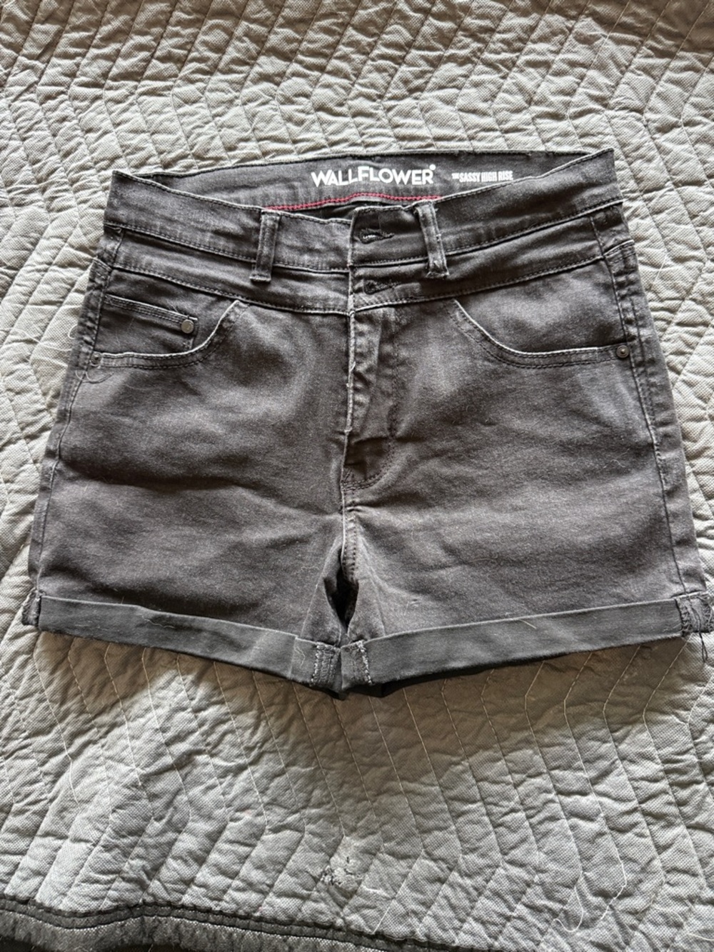 Wallflower Black Rolled-Hem Denim Shorts